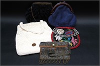 5 Vtg. Beaded, Lucite Hand Bags, Pouches & Purses