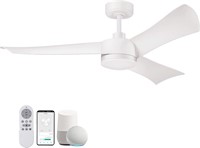 52" White Smart Ceiling Fan with Lights