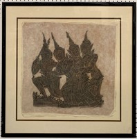 Framed Oriental Temple Rubbing