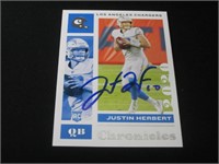 Justin Herbert signed ROOKIE football card COA