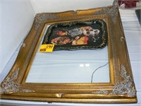 LARGE ORNATE PICTURE FRAME WITH GLASS, OLD COKE