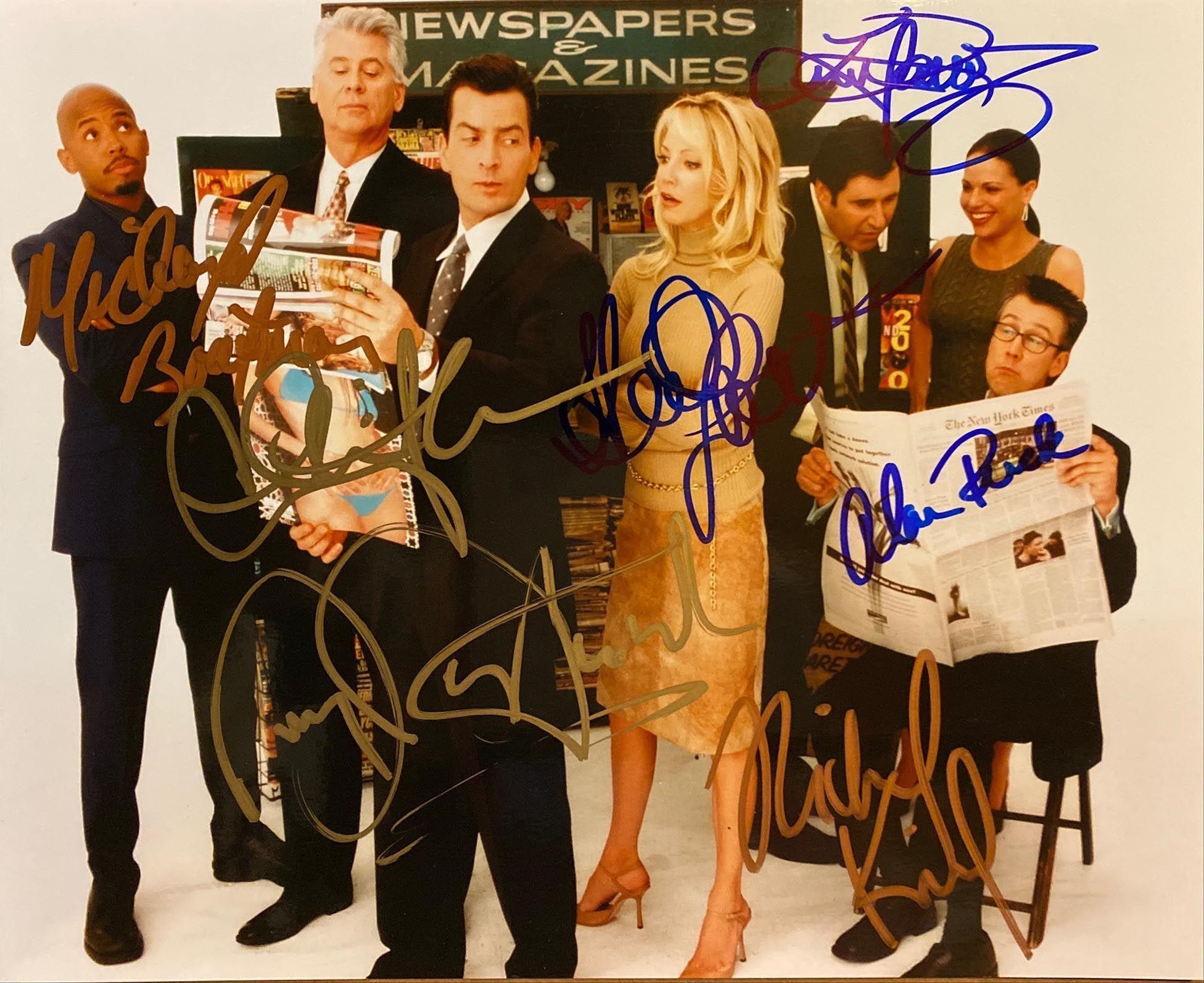 Spin City cast signed photo