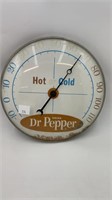 Dr. Pepper glass faced thermometer 12in diameter