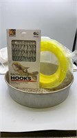 Bait hooks, sifting pan and limb line on spool