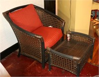 Rattan Patio Chair with Ottoman Foot Rest