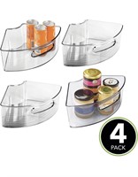 Plastic Lazy Susan Storage Bins with Front Handle