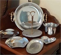 Chrome and lightweight metal serving trays