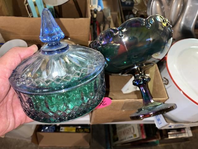 (2) Pieces of Modern Carnival Glass
