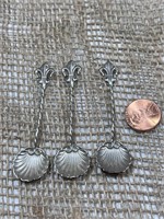 (3) Sterling Silver Monogram W Shell Salt Spoons 2