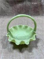 Vintage Fenton Uranium Glow Bride's Basket, glows