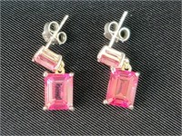 SS  7.66CTW Brazilian Pink Topaz Earrings