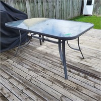 O301 Patio table Umbrella/Stand 6 chairs & ottoman