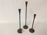 Lot of 3 Mid-Century Wood Candle Stick Holders