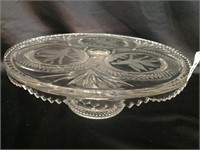 Cut Glass Cake Plate - 12" Diam x 4.5" T