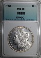 1896 MORGAN DOLLAR, EMGC SUPERB GEM BU