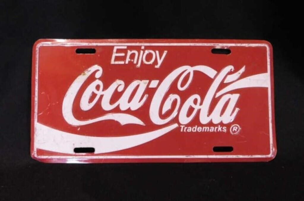 Coca-Cola embossed metal vanity license plate -