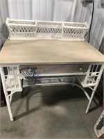 Wicker and oak desk, 36" wide