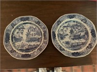 Set of 2 Porcelain bowls with blue and white