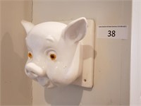 White Ceramic Pig Head Towel Holder