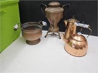 VTG Copperware, Pitcher, Planter, Coffee &Teapots