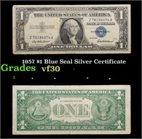 1957 $1 Blue Seal Silver Certificate Grades vf++