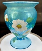 Gorgeous Fenton Blue Stretch Iridized HP Vase by: