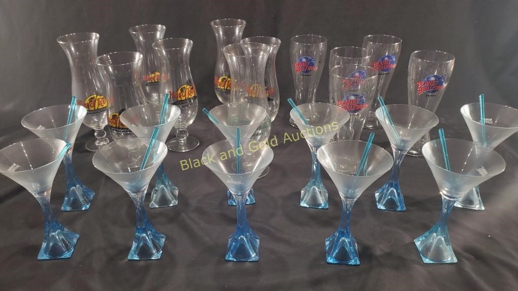 Large Lot of Hard Rock & Bombay Saphire  Glass