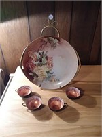 Decorative Plate with Tea Cups