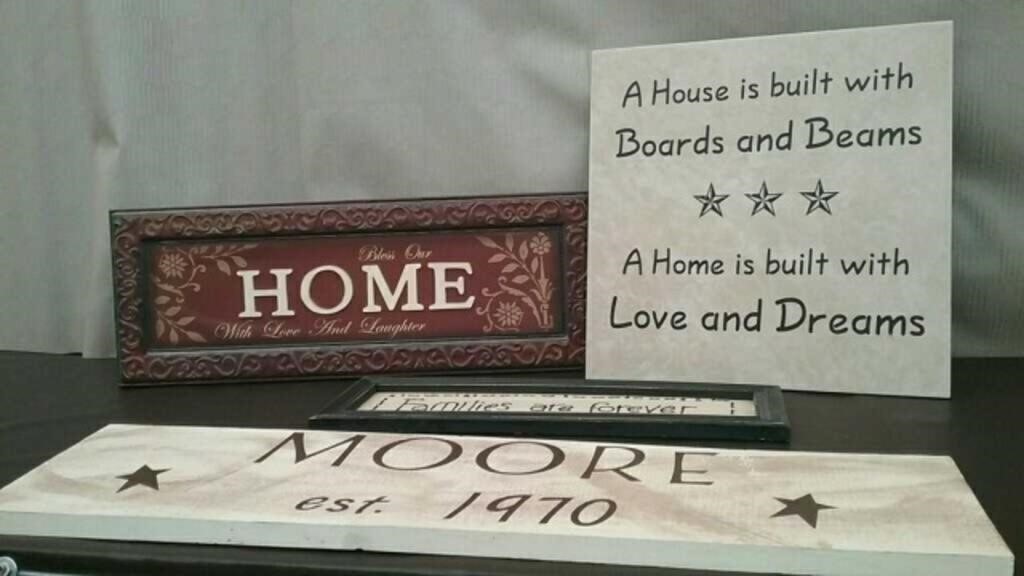 4 Home Family Signs, Assorted Sizes