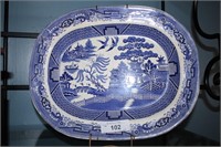 ANTIQUE BLUE WILLOW TRAY