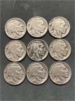 9x The Bid Buffalo Nickels.  All W Good Visible