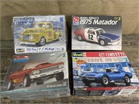 Lot Of 4 Model Cars In Boxes - Revell, Amt Ertl,