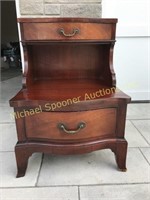 MAHOGANY SERPENTINE FRONT TWO DRAWER NIGHTSTAND