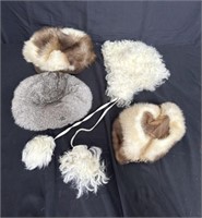 Group of vintage women’s fur hats made in Italy