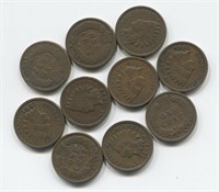 Lot of 10 Indian Head Random Date Cents