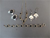 Black Onyx & Sterling Silver Jewelry Grouping