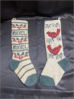 Pair Vintage Knitted Christmas Stockings