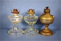 Three vintage oil lamp bases