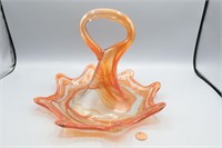 MCM Orange Swirl Murano Blown-Glass Spiral Server