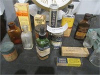 LOT OF VINTAGE MEDICINE BOTTLES AND BOXES