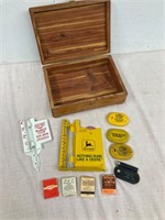 Wood box with advertising items