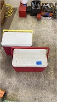 Two Coleman coolers 18 1/4 x 10 1/4 x 13 1/2”H