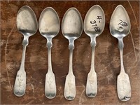 5 Sterling silver spoons - monogrammed