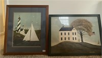 2 30"  Warren Kimble Framed Prints Lighthouse FLag