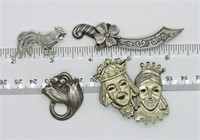 4 Vintage Sterling Brooches