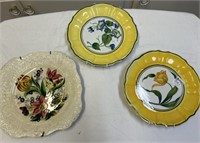 3 hand painted decorative plates. Two Italian 8",