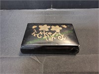 Black Floral Jewelry Box w/ Cuff Links & More