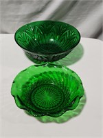 Green Glass Bowls (2)
