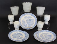 Hobnail Milk Glass, Plates, Egg Holders