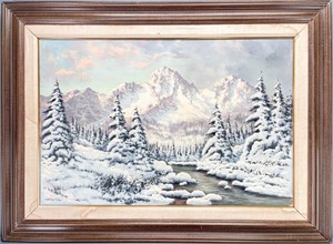 Allen Titer Painting on Canvas Winter Mountains